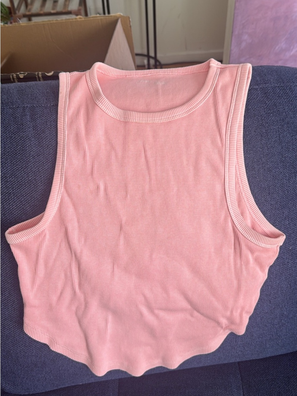 aerie Light Pink Ribbed Crop Tank